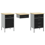 Work Cabinet with Drawer 3 pcs Black Engineered wood and steel