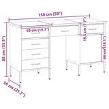 Work Cabinet with Drawer 3 pcs Black Engineered wood and steel - Extra Image