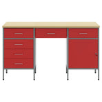 Work Cabinet with Drawer 3 pcs Red Engineered wood and steel