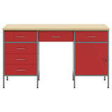 Work Cabinet with Drawer 3 pcs Red Engineered wood and steel - 45-Degree Angle
