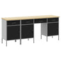 Work Cabinet with Drawer 4 pcs Black Engineered wood and steel