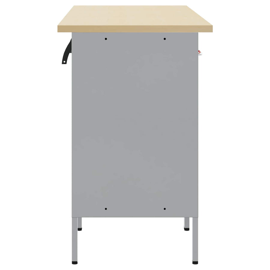 Work Cabinet with Drawer 4 pcs Black Engineered wood and steel