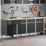 Work Cabinet with Drawer 4 pcs Black and Grey 200 x 55 x 85 cm - Side View