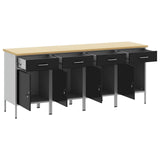 Work Cabinet with Drawer 4 pcs Black and Grey 200 x 55 x 85 cm