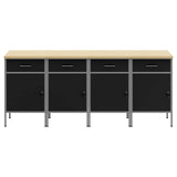 Work Cabinet with Drawer 4 pcs Black and Grey 200 x 55 x 85 cm