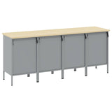 Work Cabinet with Drawer 4 pcs Red and Grey 200 x 55 x 85 cm - Rear View