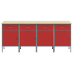 Work Cabinet with Drawer 4 pcs Red and Grey 200 x 55 x 85 cm