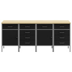 Work Cabinet with Drawer 4 pcs Black and Grey 200 x 55 x 85 cm