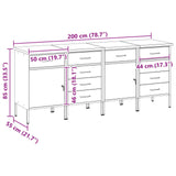 Work Cabinet with Drawer 4 pcs Red and Grey 200 x 55 x 85 cm - Close-Up Angle