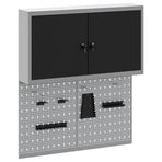 Tool Cabinet Set with Shelf 3 pcs Black Powder-Coated Steel