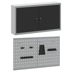Tool Cabinet Set with Shelf 3 pcs Black Powder-Coated Steel