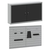 Tool Cabinet Set with Shelf 3 pcs Black Powder-Coated Steel - Rear View