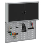 Tool Cabinet Set with Shelf 3 pcs Black Powder-Coated Steel