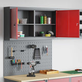 Tool Cabinet Set with Shelf 3 pcs Red Powder-Coated Steel - Top-Down View