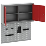 Tool Cabinet Set with Shelf 3 pcs Red Powder-Coated Steel - 45-Degree Angle