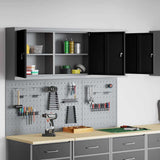 Tool Cabinet Set with Shelf 5 pcs Black Powder-Coated Steel - Top-Down View