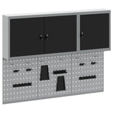 Tool Cabinet Set with Shelf 5 pcs Black Powder-Coated Steel