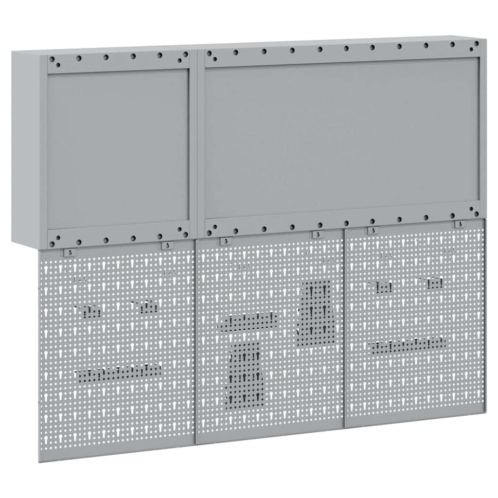 Tool Cabinet Set with Shelf 5 pcs Black Powder-Coated Steel