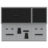 Tool Cabinet Set with Shelf 5 pcs Black Powder-Coated Steel - Close-Up Angle