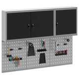Tool Cabinet Set with Shelf 5 pcs Black Powder-Coated Steel - Side View