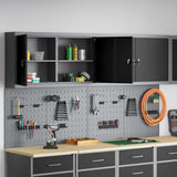 Tool Cabinet Set with Shelf 6 pcs Black Powder-Coated Steel - Top-Down View