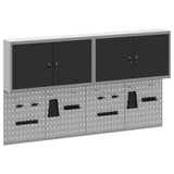 Tool Cabinet Set with Shelf 6 pcs Black Powder-Coated Steel