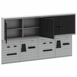 Tool Cabinet Set with Shelf 6 pcs Black Powder-Coated Steel - 45-Degree Angle