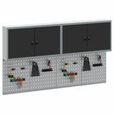 Tool Cabinet Set with Shelf 6 pcs Black Powder-Coated Steel