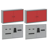 Tool Cabinet Set with Shelf 6 pcs Red Powder-Coated Steel - 45-Degree Angle
