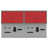 Tool Cabinet Set with Shelf 6 pcs Red Powder-Coated Steel