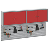 Tool Cabinet Set with Shelf 6 pcs Red Powder-Coated Steel