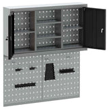 Tool Cabinet Set with Shelf 3 pcs Black Powder-Coated Steel