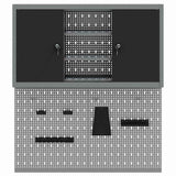 Tool Cabinet Set with Shelf 3 pcs Black Powder-Coated Steel - Close-Up Angle