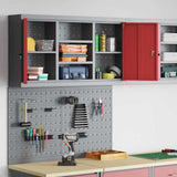 Tool Cabinet Set with Shelf 3 pcs Red Powder-Coated Steel - Top-Down View