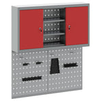 Tool Cabinet Set with Shelf 3 pcs Red Powder-Coated Steel
