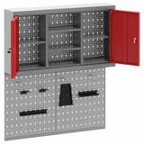 Tool Cabinet Set with Shelf 3 pcs Red Powder-Coated Steel - 45-Degree Angle