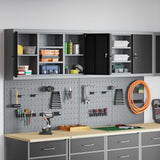 Tool Cabinet Set with Shelf 4 pcs Black Powder-Coated Steel