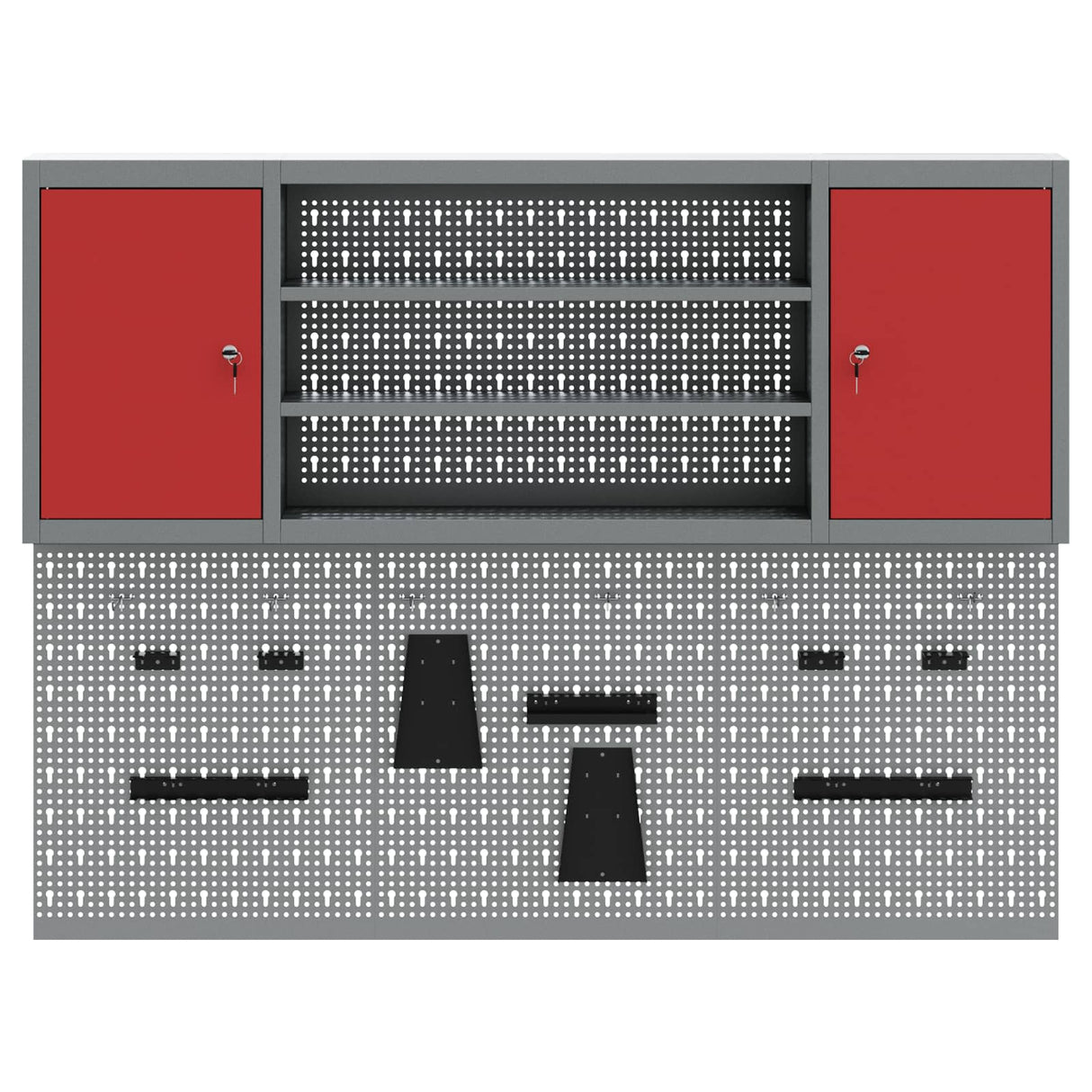 Tool Cabinet Set with Shelf 4 pcs Red Powder-Coated Steel