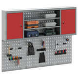 Tool Cabinet Set with Shelf 4 pcs Red Powder-Coated Steel - Side View