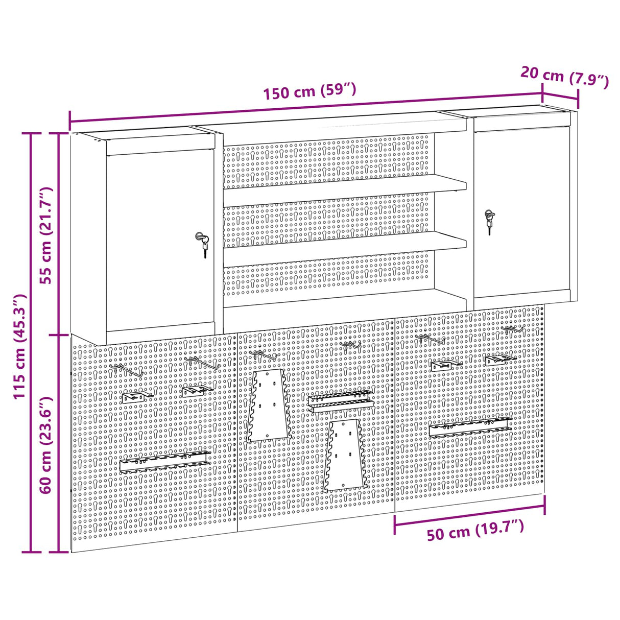 Tool Cabinet Set with Shelf 4 pcs Red Powder-Coated Steel