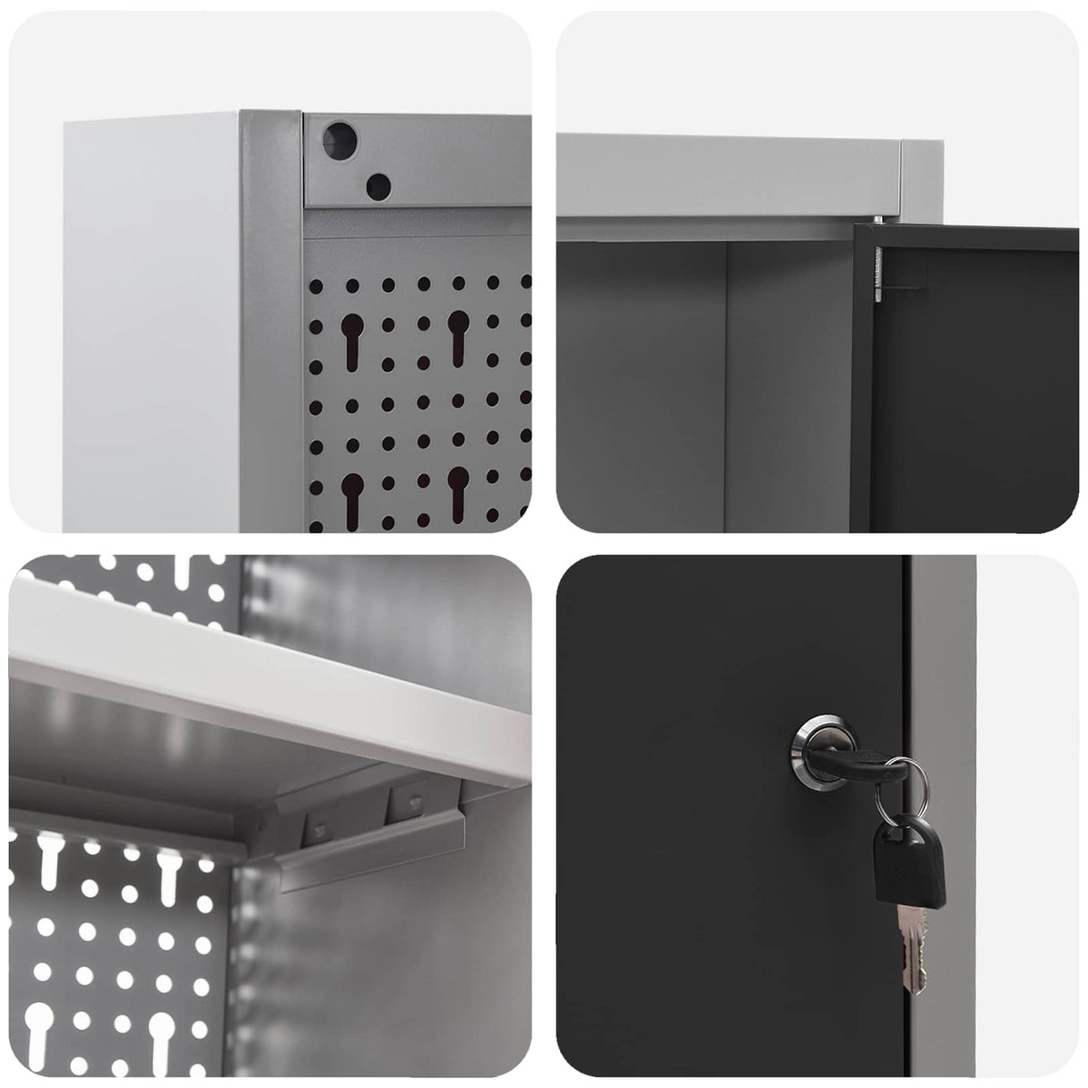Tool Cabinet Set with Shelf 6 pcs Black Powder-Coated Steel