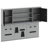 Tool Cabinet Set with Shelf 6 pcs Black Powder-Coated Steel