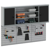 Tool Cabinet Set with Shelf 6 pcs Black Powder-Coated Steel - Side View
