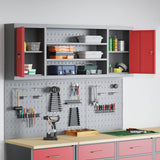 Tool Cabinet Set with Shelf 6 pcs Red Powder-Coated Steel - Top-Down View