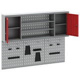 Tool Cabinet Set with Shelf 6 pcs Red Powder-Coated Steel