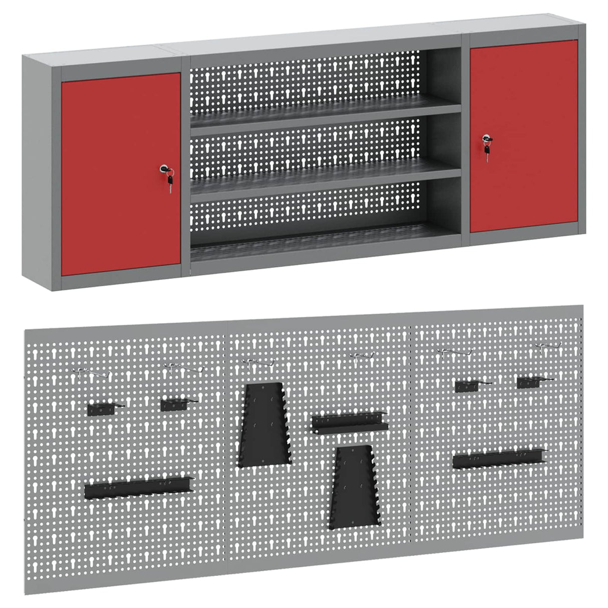 Tool Cabinet Set with Shelf 6 pcs Red Powder-Coated Steel