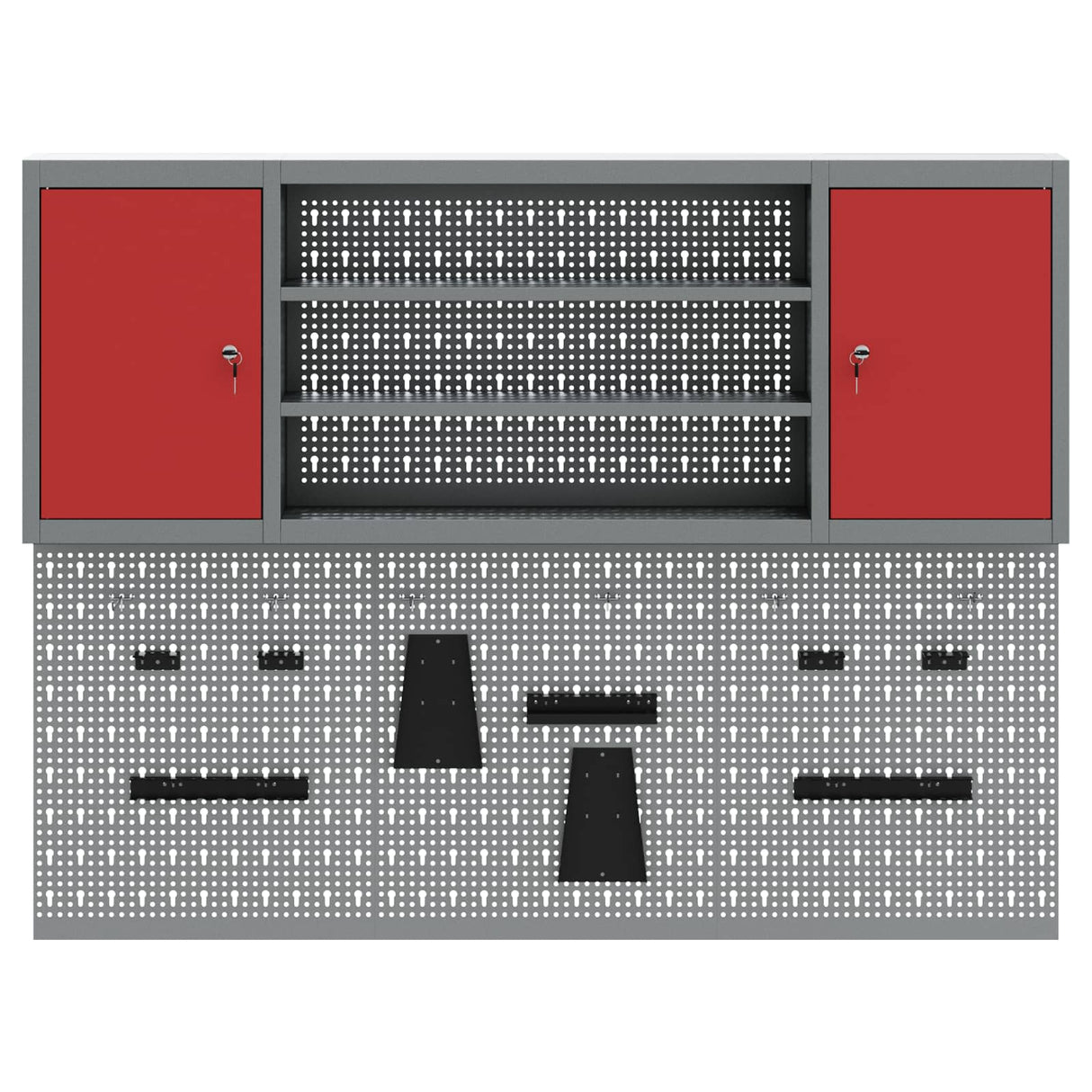 Tool Cabinet Set with Shelf 6 pcs Red Powder-Coated Steel