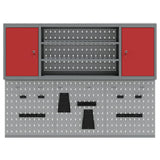 Tool Cabinet Set with Shelf 6 pcs Red Powder-Coated Steel