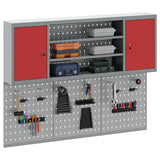 Tool Cabinet Set with Shelf 6 pcs Red Powder-Coated Steel - Side View