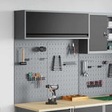 Tool Cabinet Set with Shelf 3 pcs Black Powder-Coated Steel
